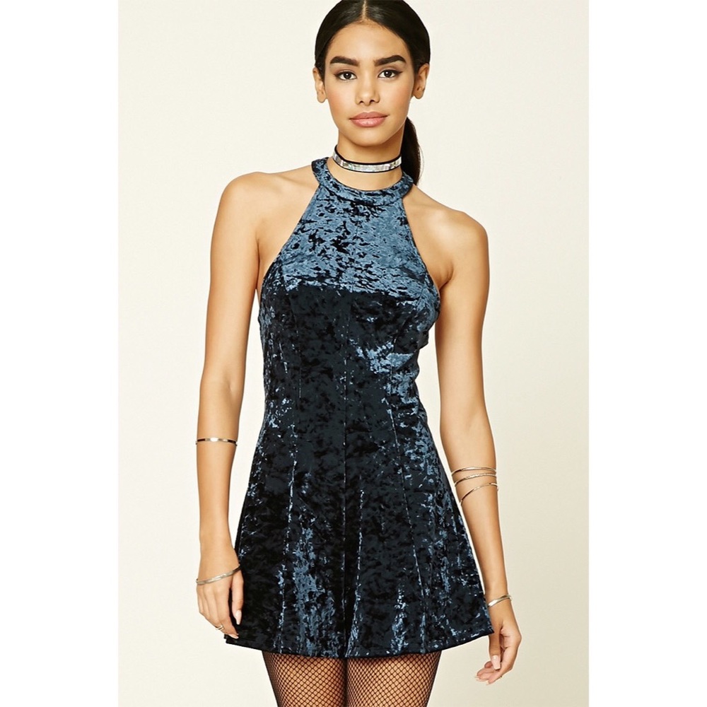 Crushed Velvet Navy Blue Romper